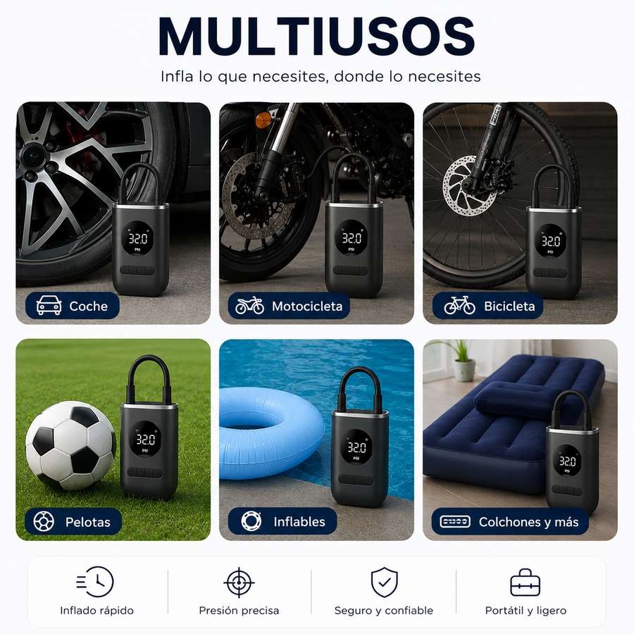 AirGo multiusos — coche, moto, bici, balones